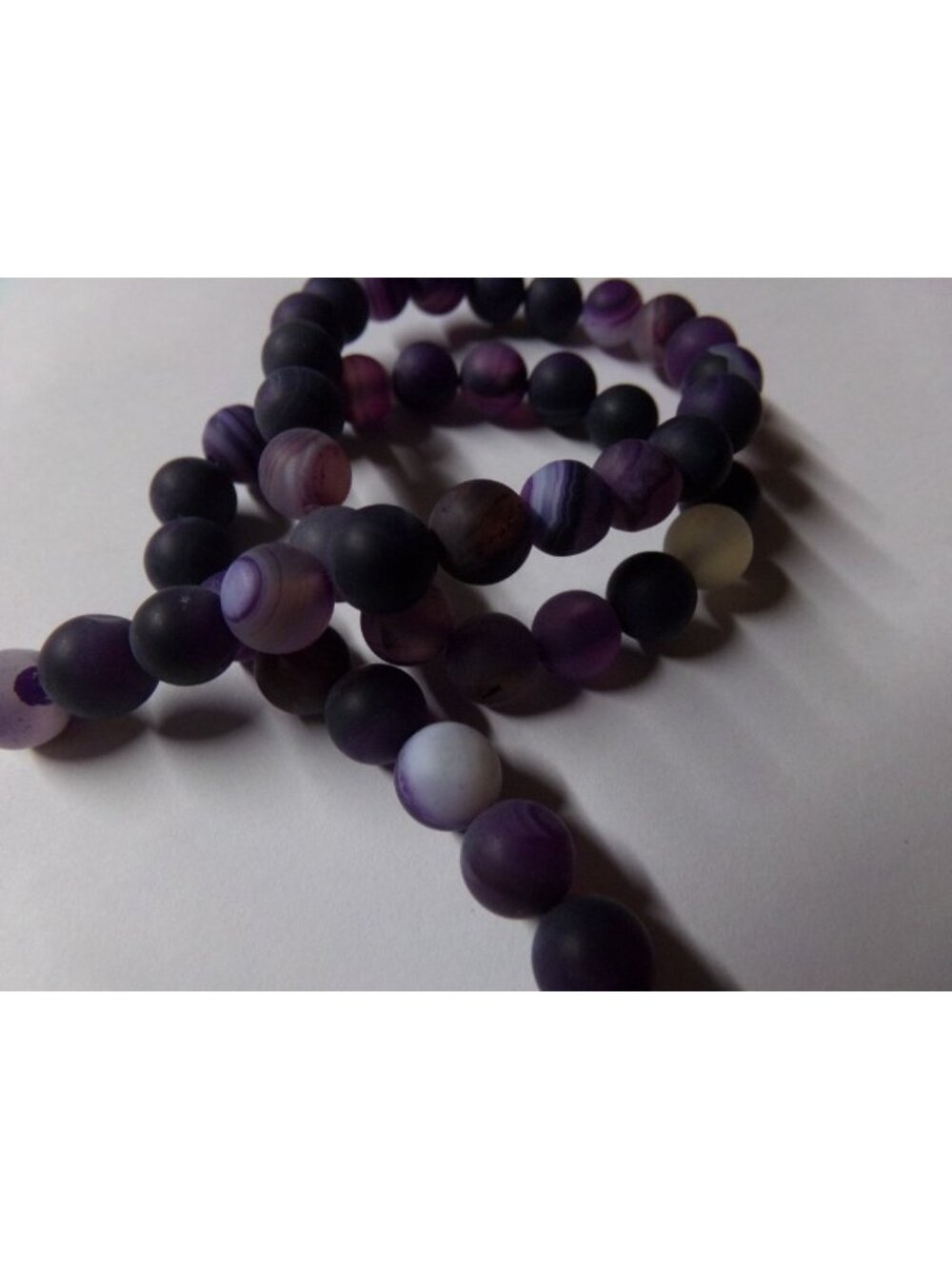 1 Strand Frosted Purple Striped/Banded Agate 8mm Beads
